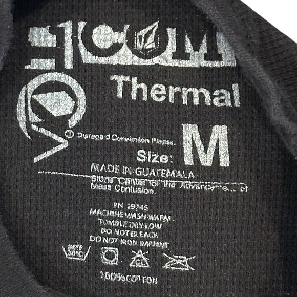 Vintage 2000s Volcom Thermal Graphic Print Long Sleeve Tee Black Men’s Medium - Picture 5 of 5